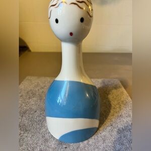 Narumi China Japanese Woman Blue & White Candle Stick Holder